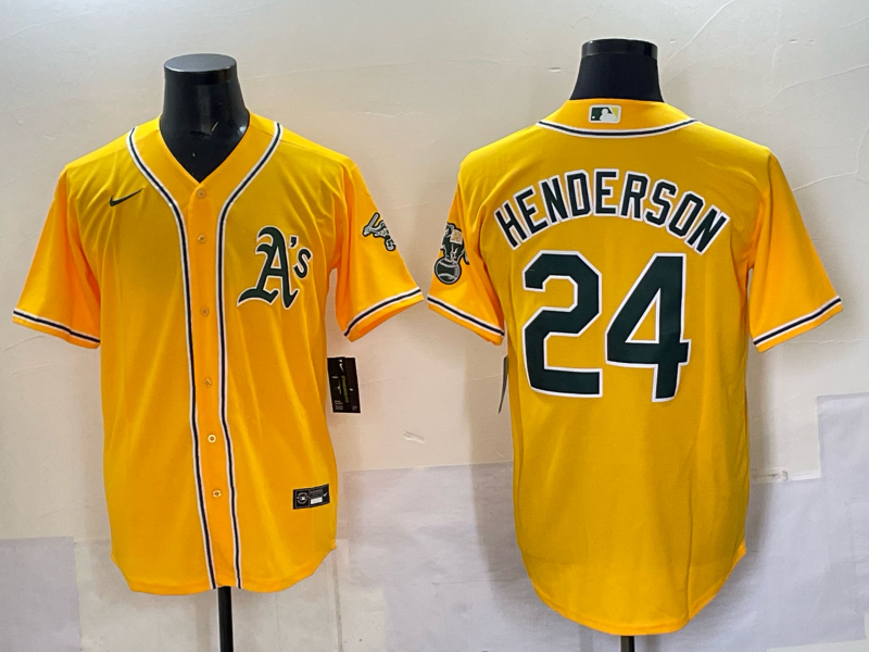Men Oakland Athletics #24 Henderson yellow Nike 2025 MLB Jersey 001->oakland athletics->MLB Jersey